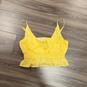 Dry Goods Bright Yellow Ruffled Smocked Cropped Cami